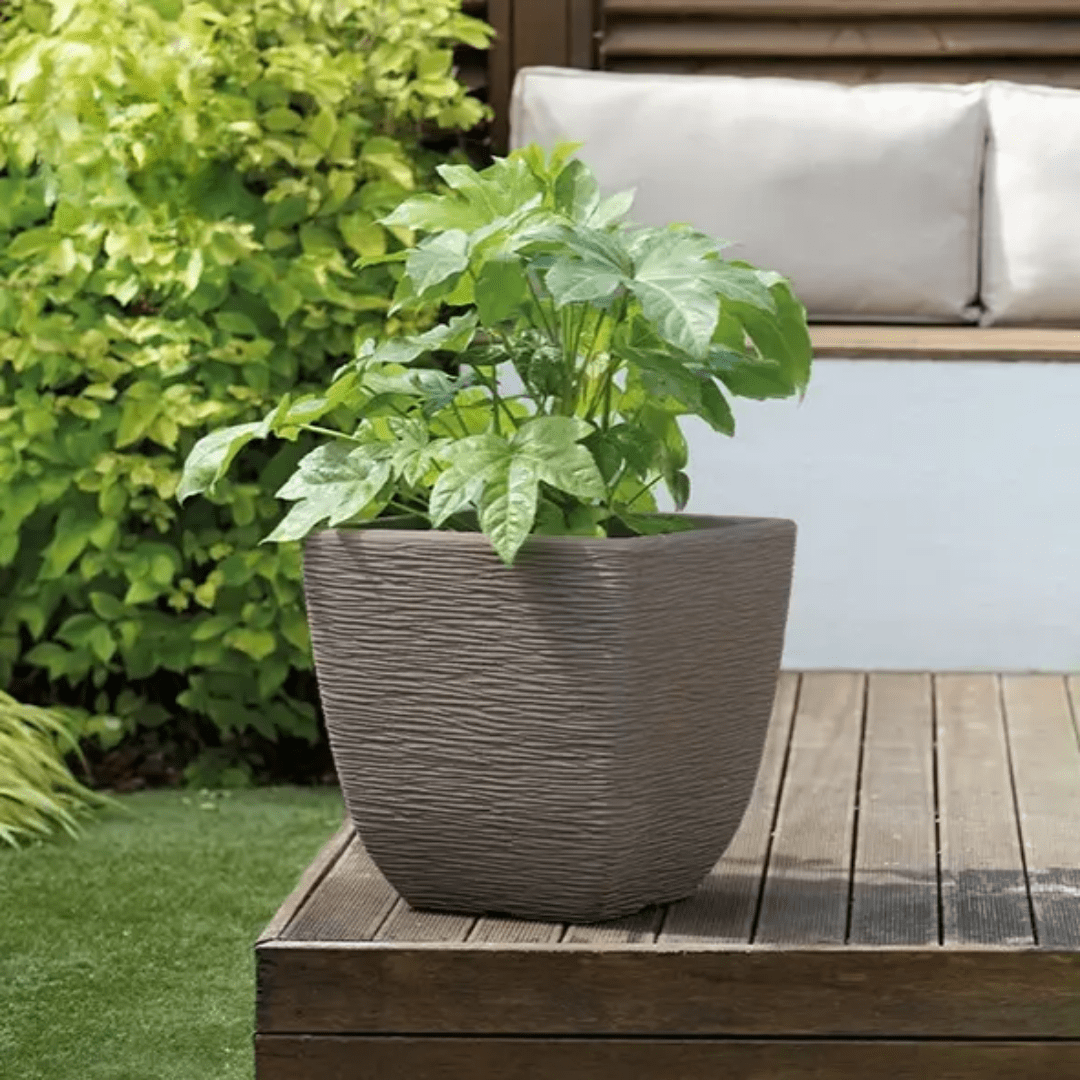 Stewart Cotswold Dark Brown Square Planter 38cm - PLANTER POT CLAY / CERAMIC - Beattys of Loughrea
