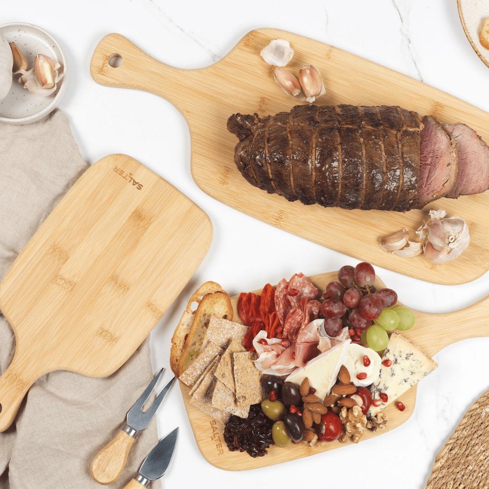 Salter 3 - Piece Bamboo Paddle Chopping Board Set - PLASTICS - STORAGE LUNCH BOX BEAKER - Beattys of Loughrea