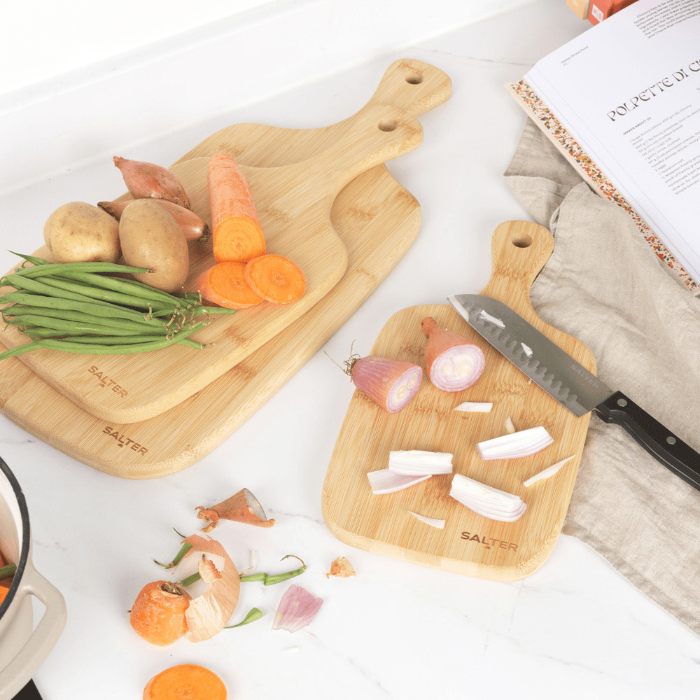 Salter 3 - Piece Bamboo Paddle Chopping Board Set - PLASTICS - STORAGE LUNCH BOX BEAKER - Beattys of Loughrea