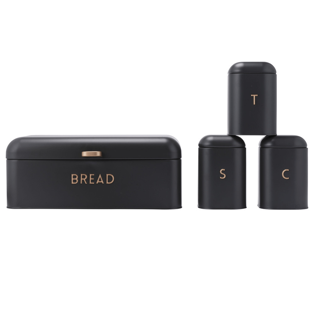 Salter Pebble 4 - Piece Bread Bin & Canister Set - Charcoal - ENAMELWARE/JARS/TRAYS - Beattys of Loughrea