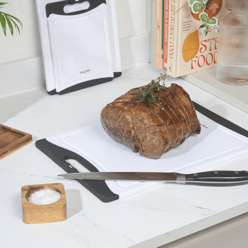 Salter 3 - Piece Plastic Chopping Board Set – Black/White - PLASTICS - STORAGE LUNCH BOX BEAKER - Beattys of Loughrea