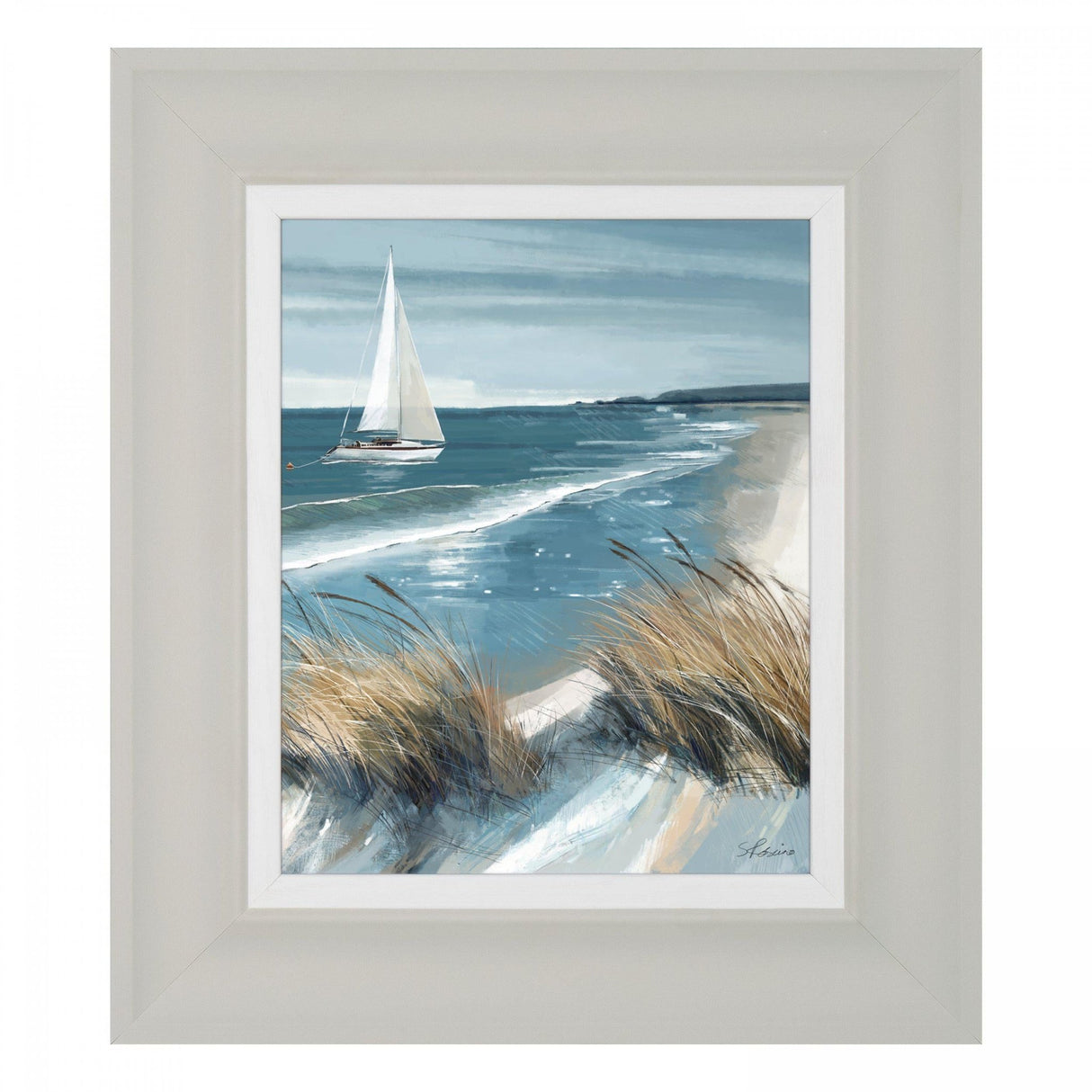 White Sails and Making Waves Framed Wall Art - Set of 2 - PICTURES, PAINTINGS - Beattys of Loughrea