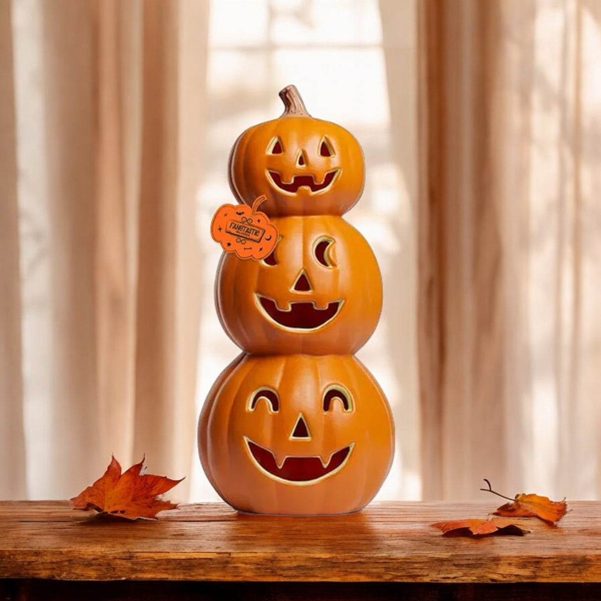 LED 3 Tiered Pumpkin 51cm - HALLOWEEN, PKT MONEY, JOKE - Beattys of Loughrea