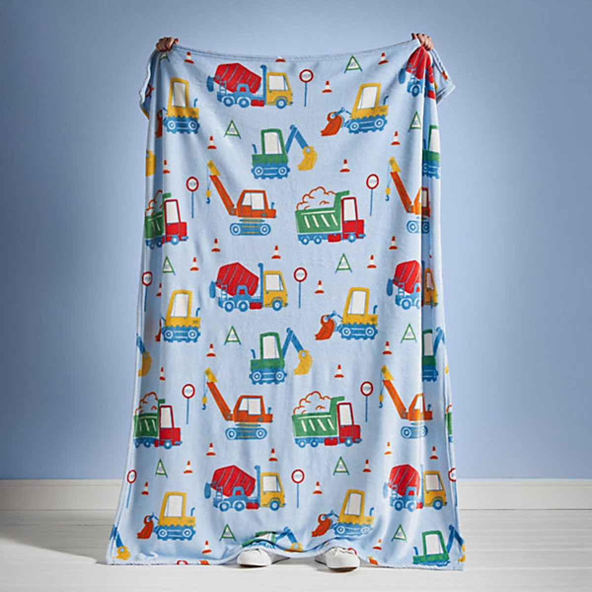 Catherine Lansfield Kids Digger Dreams Cosy Fleece 130 x 170cm Blanket Throw Blue