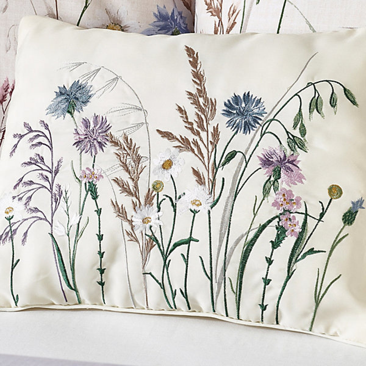 Catherine Lansfield Grasmere Floral Embroidered 30 x 40 cm Cushion Lilac