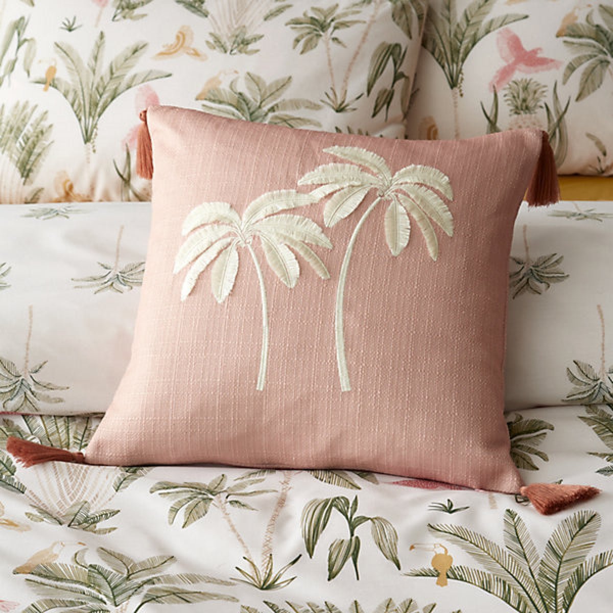 Catherine Lansfield Paradiso Tufted Palm 45 x 45cm Cushion Clay - CUSHIONS/COVERS - Beattys of Loughrea