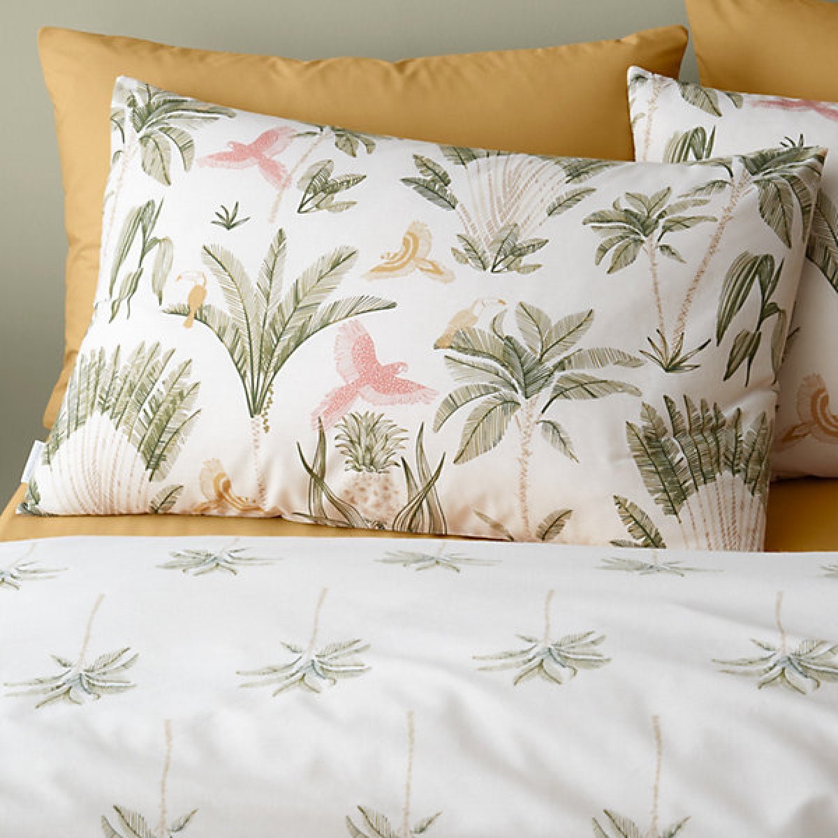 Catherine Lansfield Paradiso Palm Reversible Super King Duvet Cover Set with Pillowcases Natural - DUVET COVERS - Beattys of Loughrea