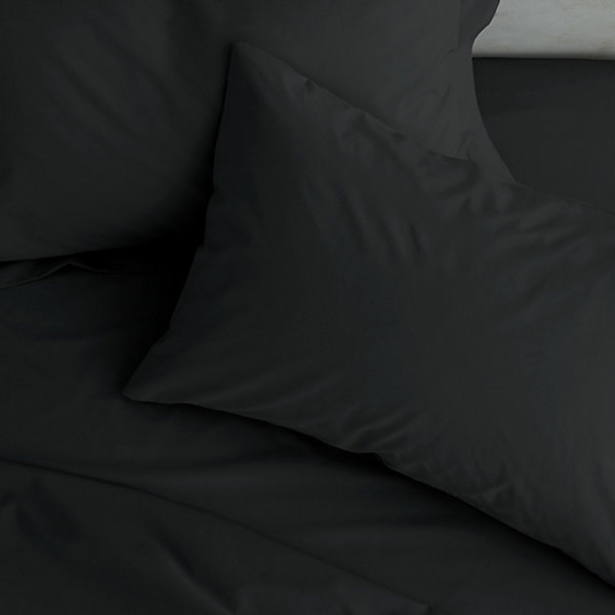 Catherine Lansfield Pillowcases Easy Iron Percale Standard 50 x 75cm Pack of 2 Pillow cases with envelope closure Black