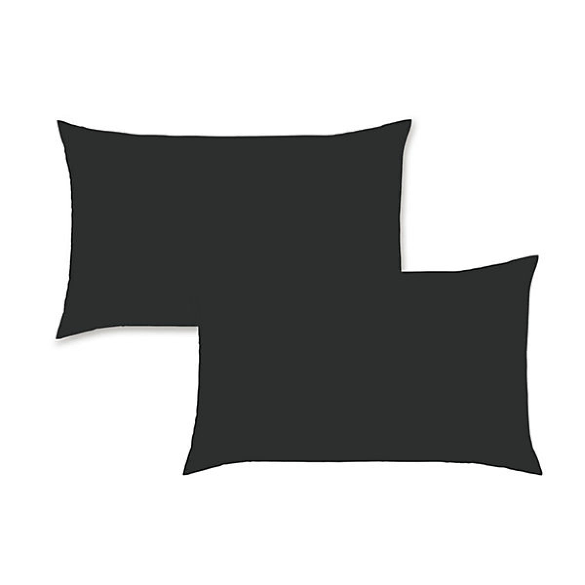 Catherine Lansfield Pillowcases Easy Iron Percale Standard 50 x 75cm Pack of 2 Pillow cases with envelope closure Black