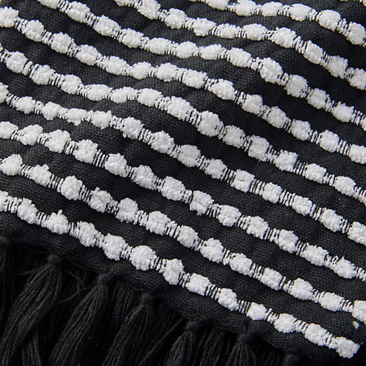 Catherine Lansfield Stab Stitch Embellished 125 x 150 cm Blanket Throw Black