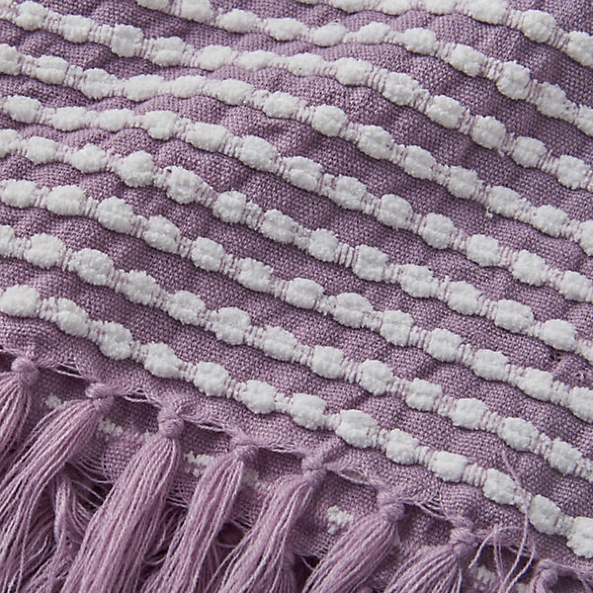 Catherine Lansfield Stab Stitch Embellished 125 x 150 cm Blanket Throw Lilac