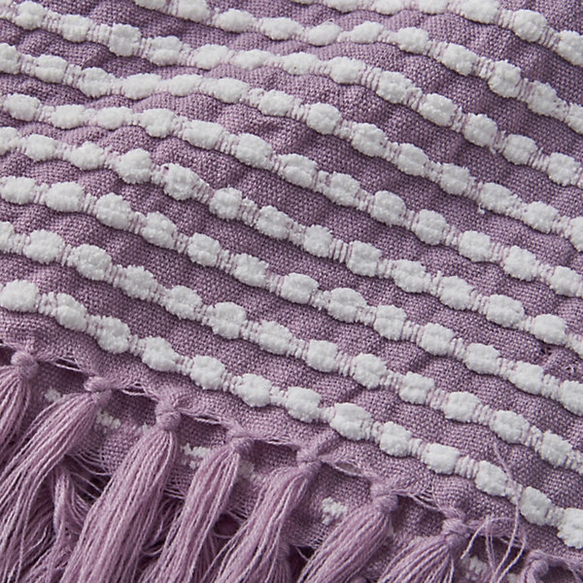 Catherine Lansfield Stab Stitch Embellished 125 x 150 cm Blanket Throw Lilac - BED SPREADS/COVERS/QUILTS - Beattys of Loughrea