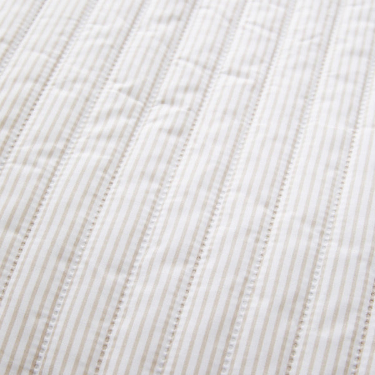 Catherine Lansfield Stripe Quilted Reversible 220 x 230cm Bedspread Natural - BED SPREADS/COVERS/QUILTS - Beattys of Loughrea