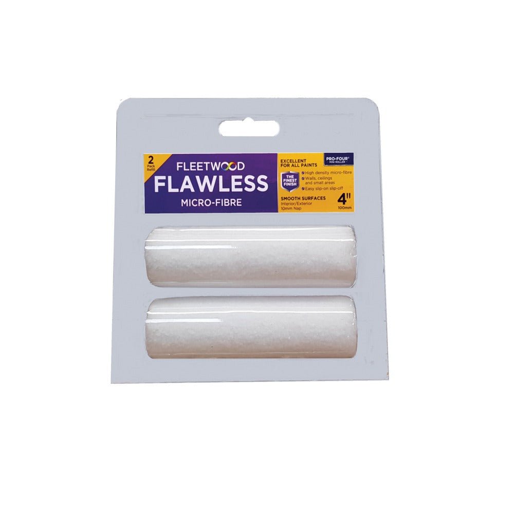 Fleetwood 4" Flawless Blue MicroFibre 2 Pack Sleeves 10mm - ROLLERS/SLEEVES - Beattys of Loughrea