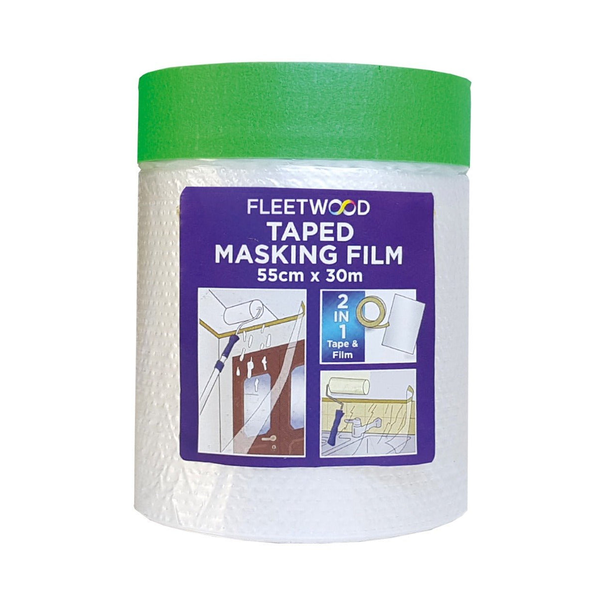 Fleetwood 55cm X 30m Painters Pre Taped Film - MASKING TP/CONTACT/DC FLR - Beattys of Loughrea