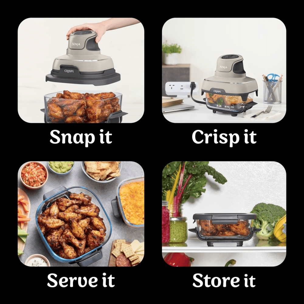 Ninja CRISPi 4 - in - 1 Portable Glass Air Fryer - Stone FN101UKST - AIR FRYER / DEEP FAT FRYERS - Beattys of Loughrea