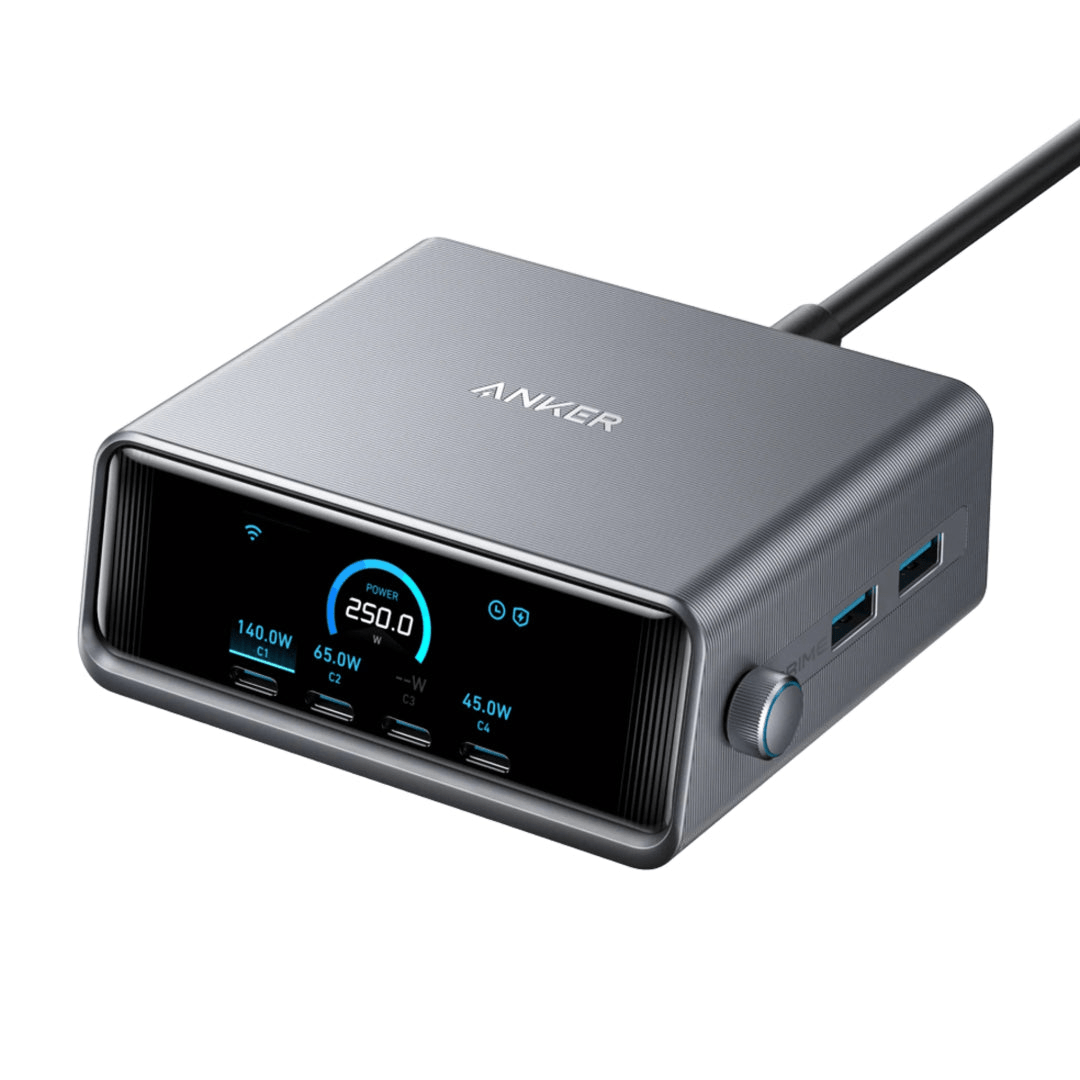 Anker Prime 250W 6 Port GaN Desktop Charger, Silver