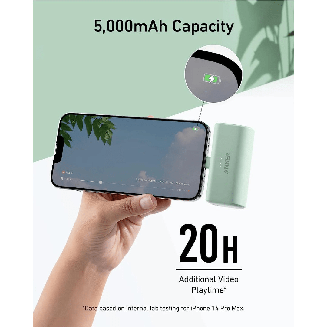 Anker 621 12W Nano Built in Lightning Power Bank 5,000mah - White - USB PC ACCESSORIES - Beattys of Loughrea