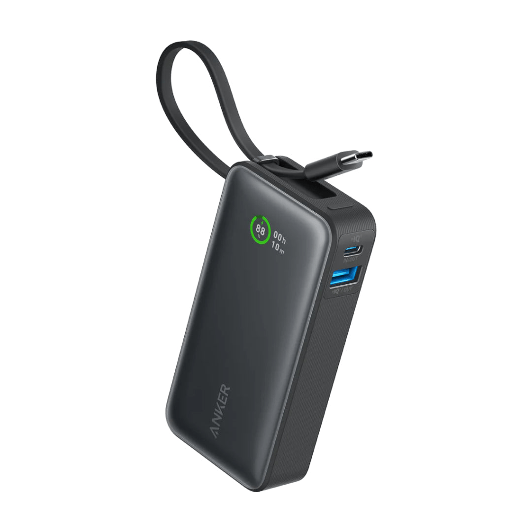 Anker Nano Power Bank 30W 10,000mah Built In USB C Cable - Black - USB PC ACCESSORIES - Beattys of Loughrea