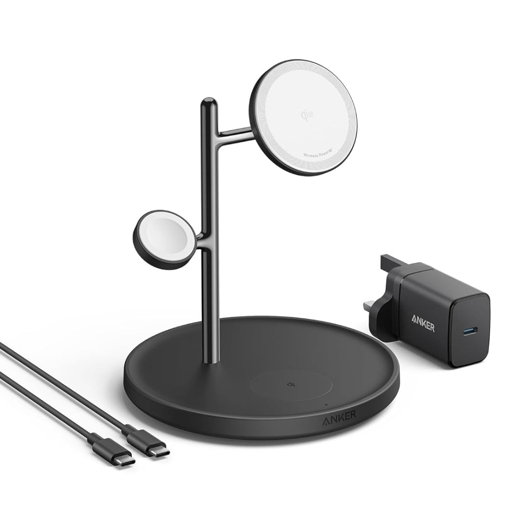 Anker MagGo Wireless Charging Station 15W3 in 1 Stand, Cable and Charger Bundle - Black - BATTERY CHARGERS - Beattys of Loughrea