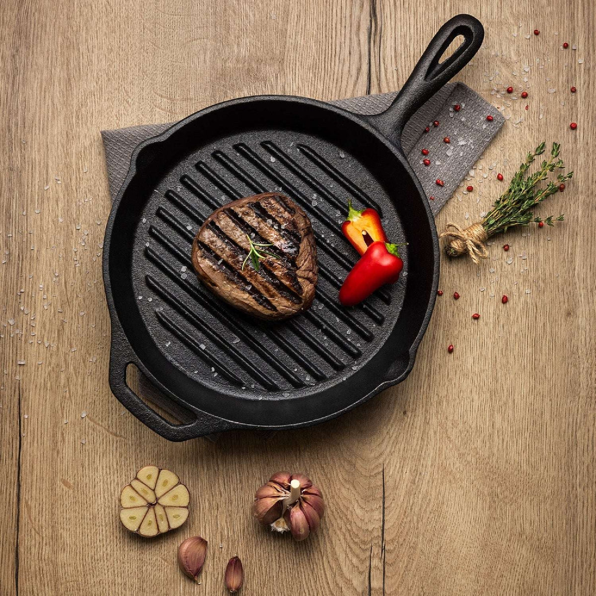 Tramontina 28cm Pre-Seasoned Cast Iron Griddle Pan