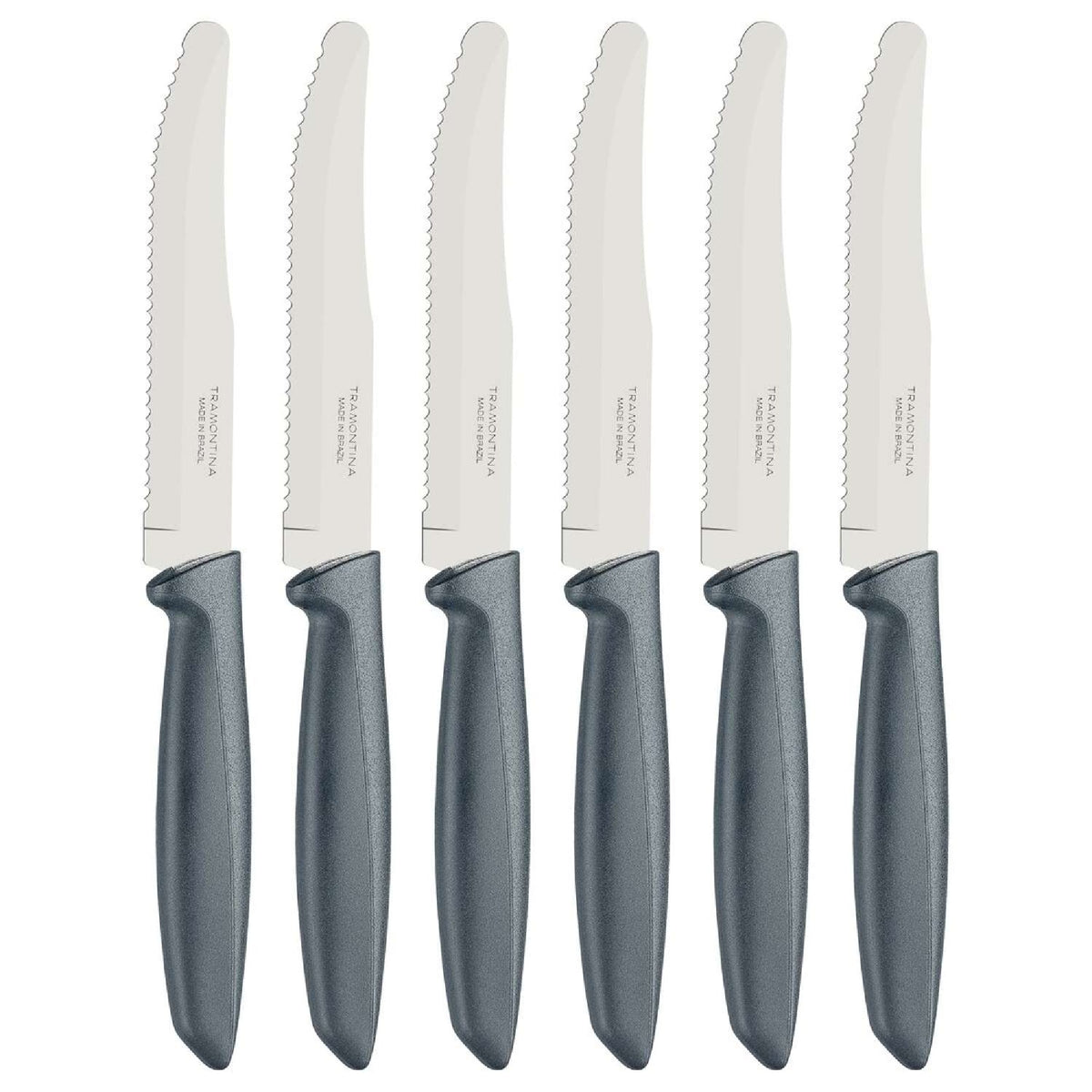 Tramontina 6-Piece Round Tip Serrated Knife Set, Grey