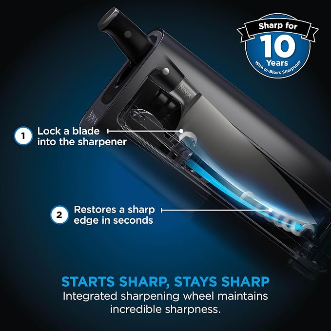Ninja Foodi StaySharp Knife Block with Integrated Sharpener, 6 Piece Set - ELECTRIC KNIFE - Beattys of Loughrea
