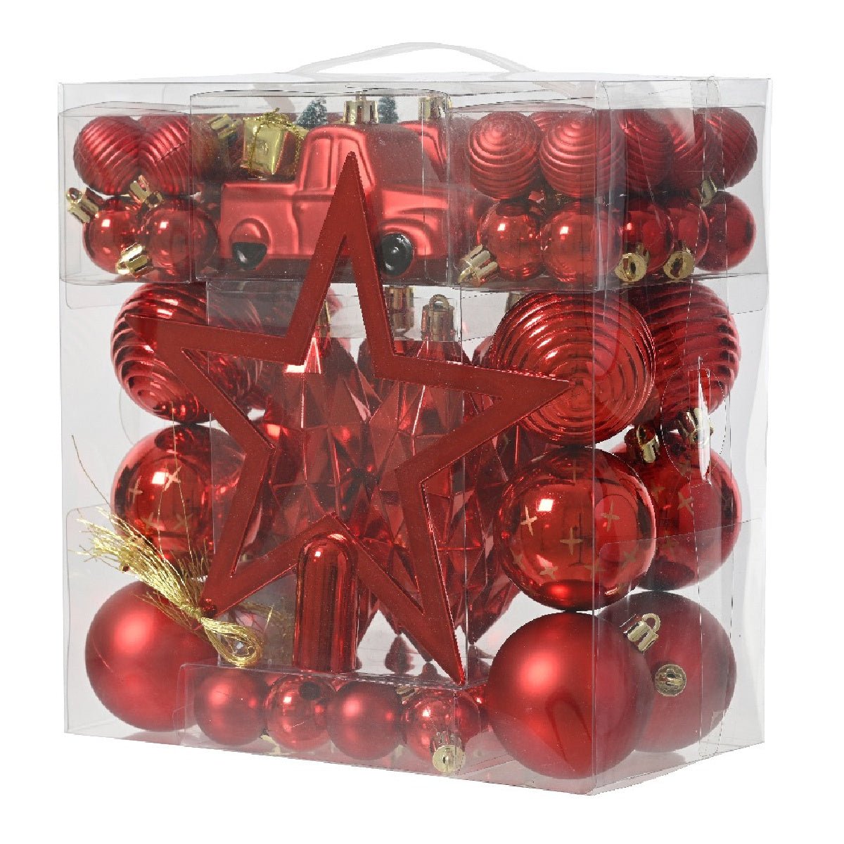 Decoris Mixed Box Assorted Red Baubles - XMAS BAUBLES - Beattys of Loughrea