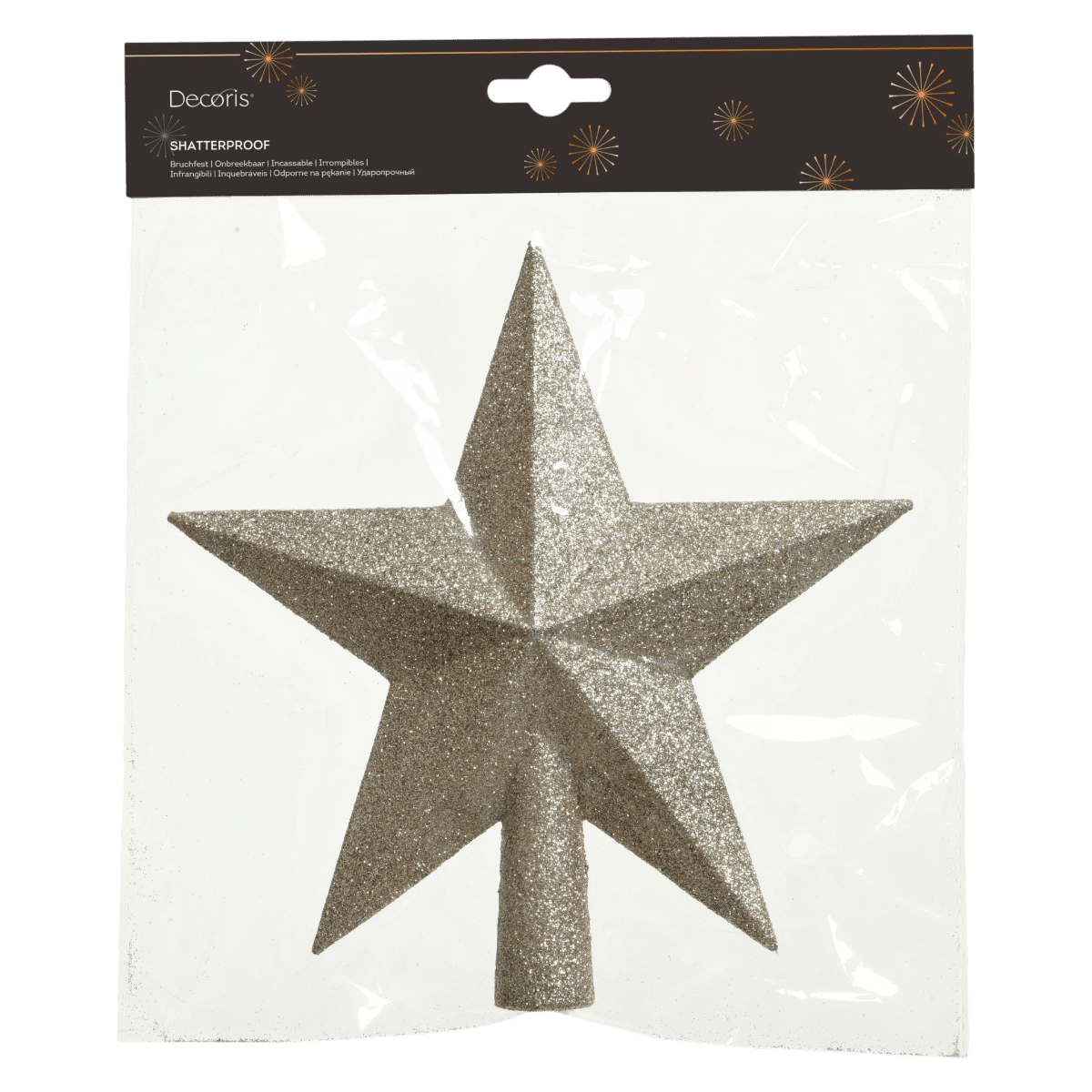 Decoris Glitter Gold Pearl Star Tree Topper - XMAS HANGING DECOS - Beattys of Loughrea