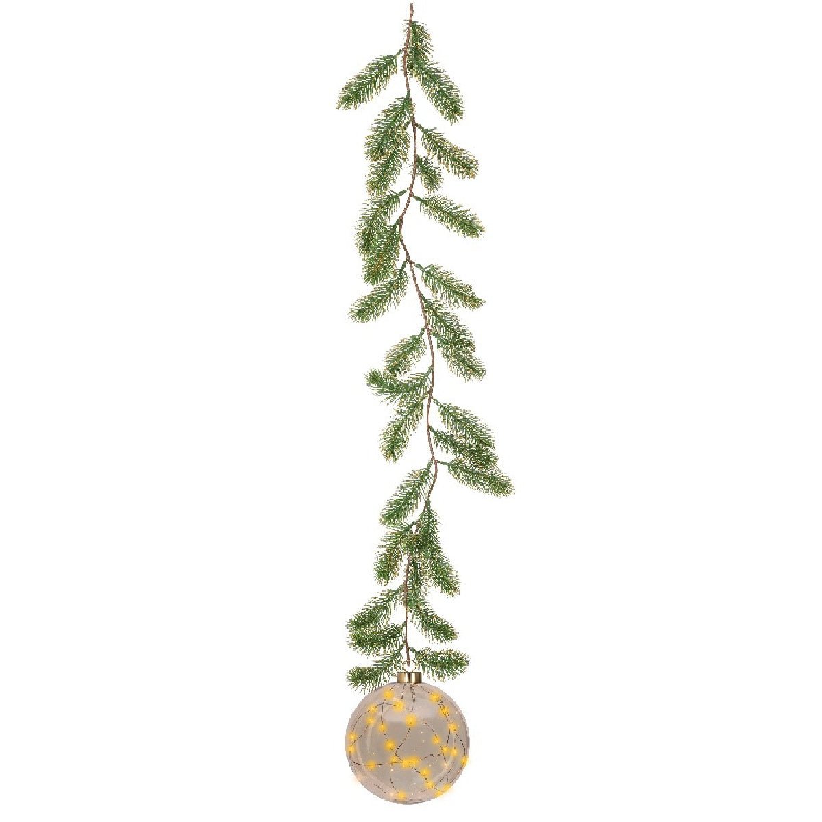 Lumineo Micro 30 LED Amber Bauble with Leaves Battery Operated 14cm - XMAS BAUBLES - Beattys of Loughrea