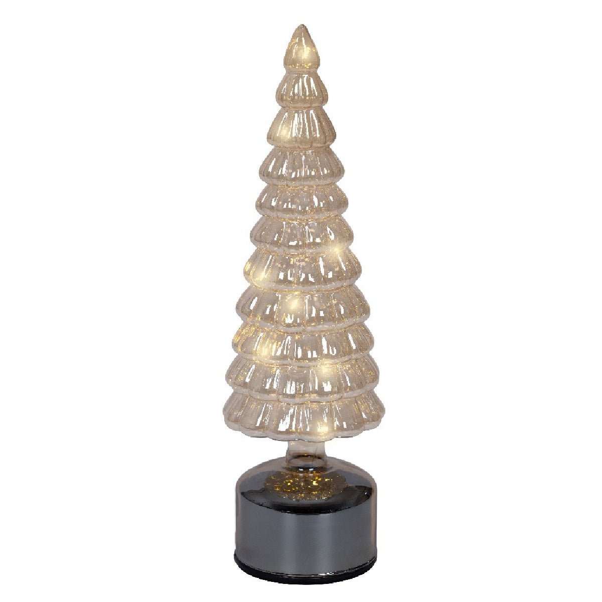 Lumineo Micro LED Rotating Glass Tree Battery Operated Amber & Warm White 34cm - XMAS TREE SMALL - Beattys of Loughrea