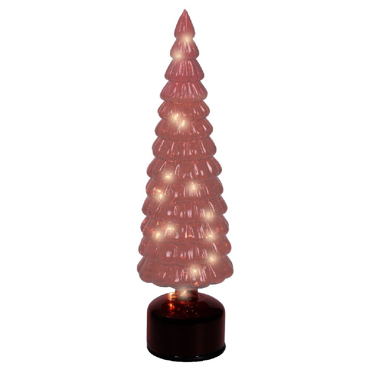 Lumineo Micro LED Rotating Glass Tree Battery Operated Red & Warm White 39cm - XMAS TREE SMALL - Beattys of Loughrea