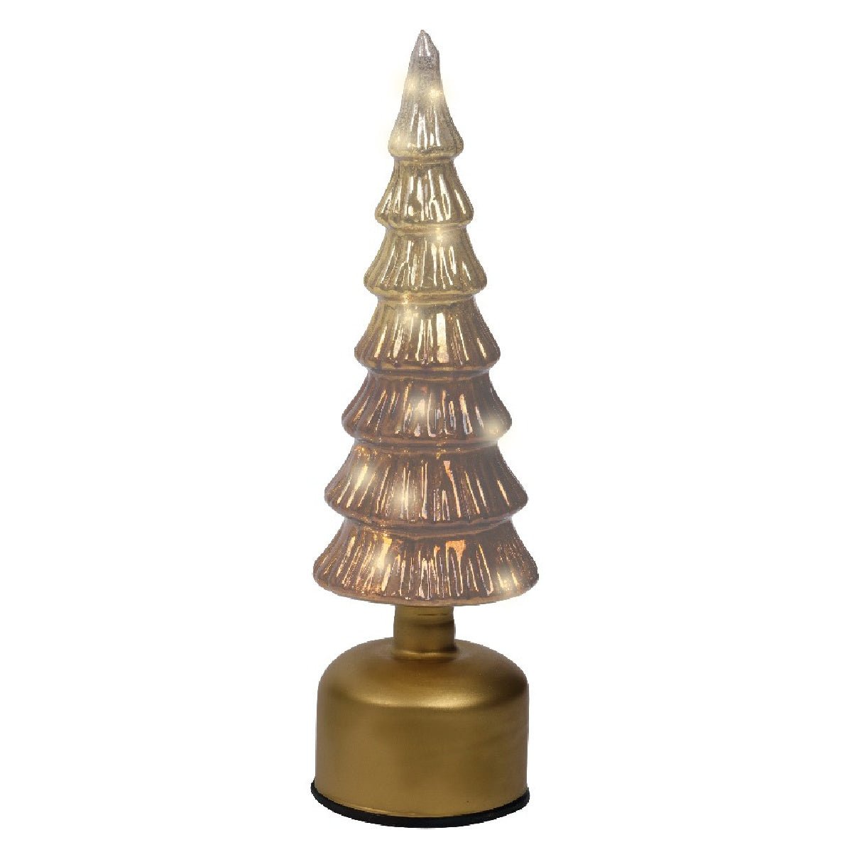 Lumineo Micro LED Rotating Glass Tree Battery Operated Brown & Warm White 33cm - XMAS TREE SMALL - Beattys of Loughrea