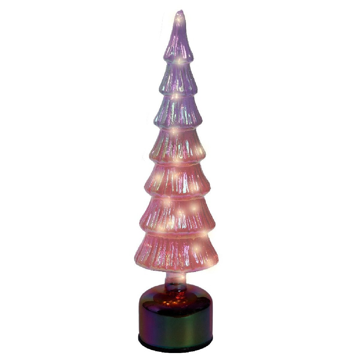 Lumineo Micro LED Rotating Glass Tree Battery Operated Pink & Warm White 39cm - XMAS TREE SMALL - Beattys of Loughrea