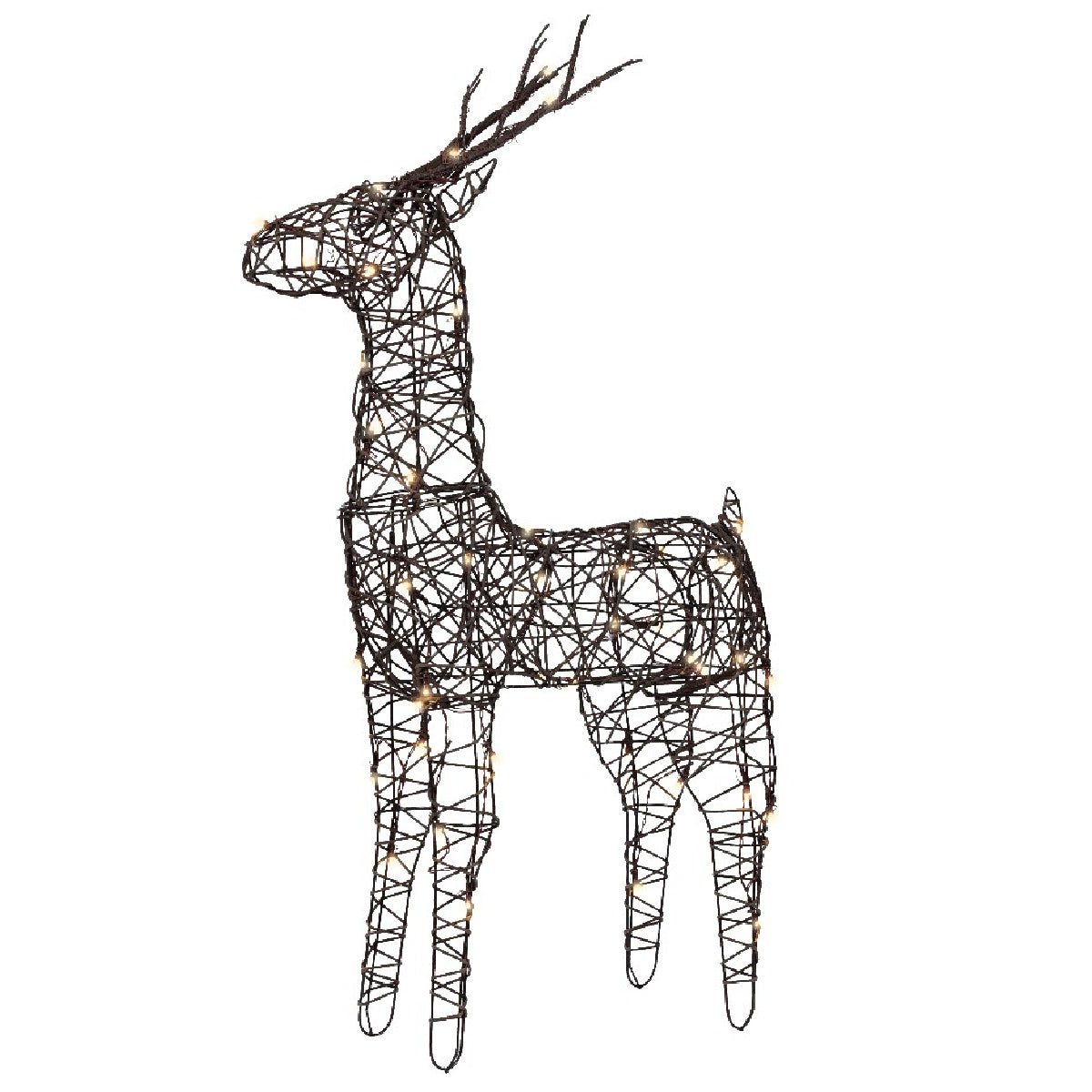 Lumineo Outdoor LED Wicker Reindeer Steady Battery Operated 85cm - XMAS ROOM DECORATION LARGE AND LIGHT UP - Beattys of Loughrea