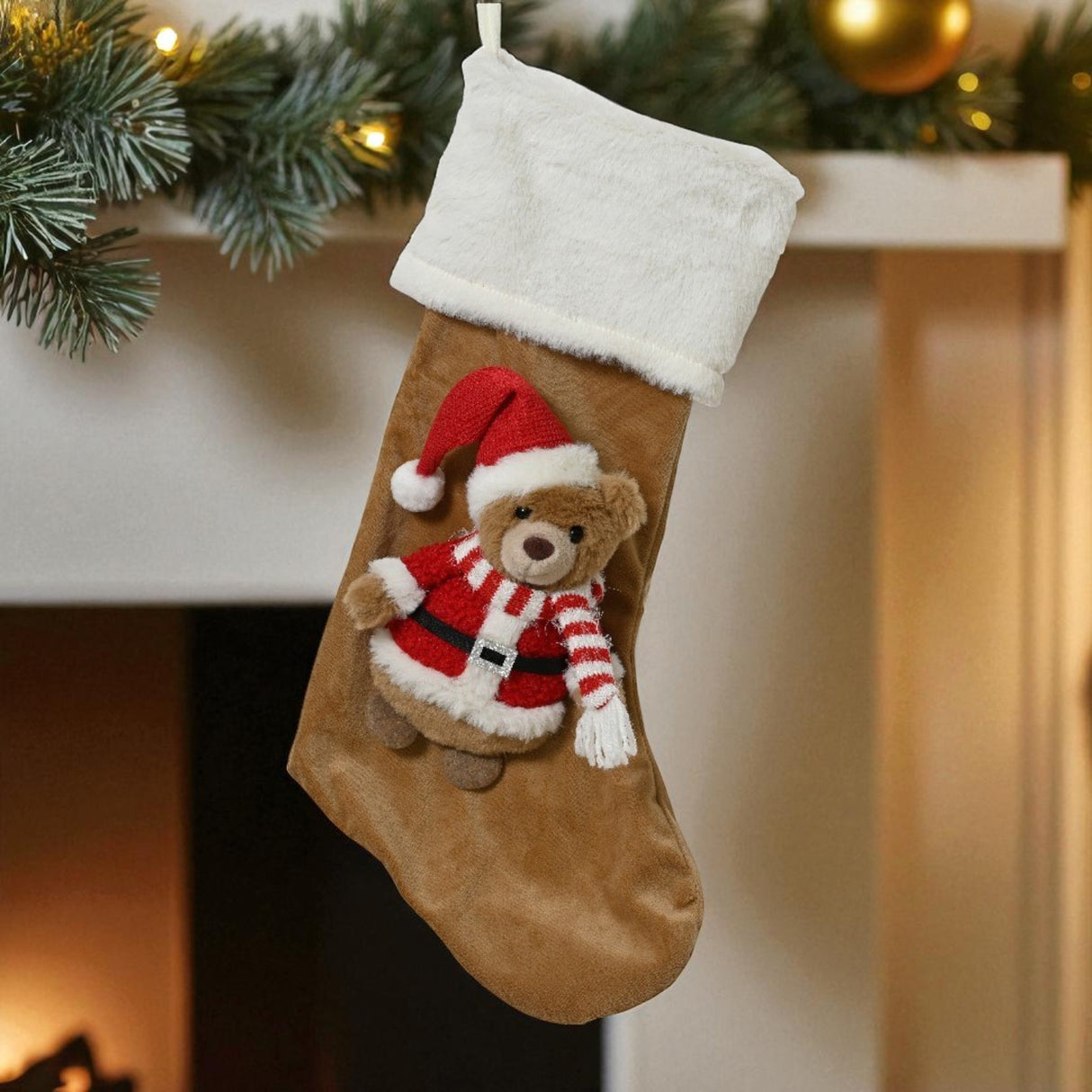 Christmas Stocking Bear in Santa Suit 56cm - XMAS SOFT DECOS - Beattys of Loughrea