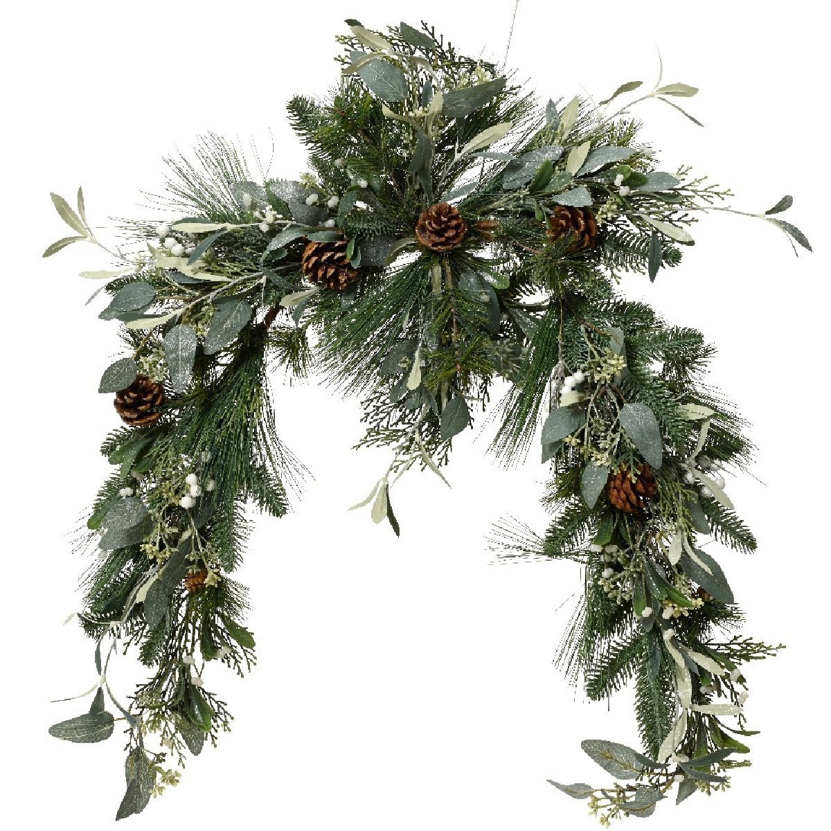 Everlands Modern Garland Glitter Pinecones and Eucalyptus Indoor 120cm - XMAS GARLANDS - Beattys of Loughrea