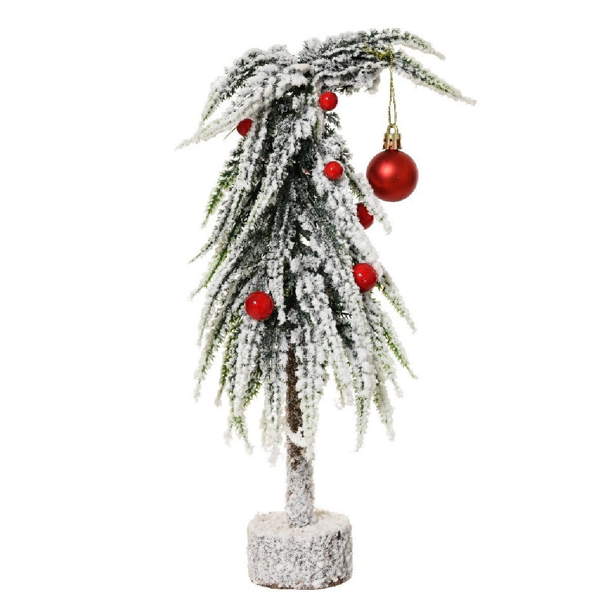 Everlands Mini Snowy Tree with Red Bauble Indoor 30cm - XMAS TREE SMALL - Beattys of Loughrea