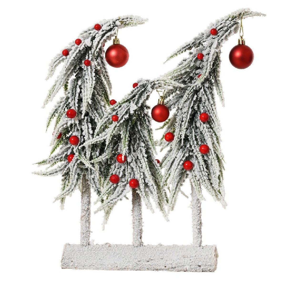 Everlands Mini Snowy Trees Centrepiece with Red Baubles Indoor 40cm - XMAS TREE SMALL - Beattys of Loughrea
