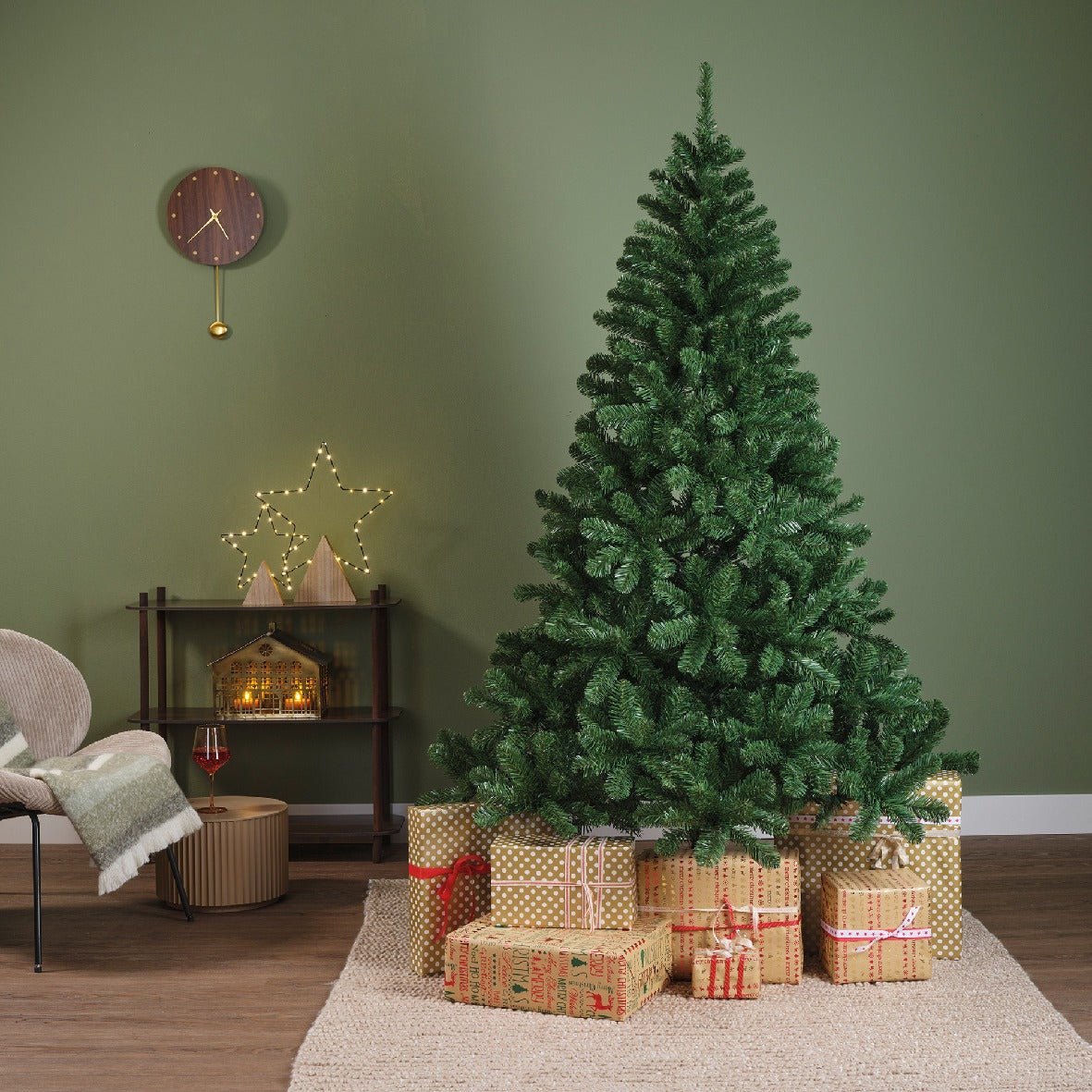 Everlands Greenwood Pine Artificial Christmas Tree 210cm (7ft) - XMAS TREE ARTIFICIAL - Beattys of Loughrea