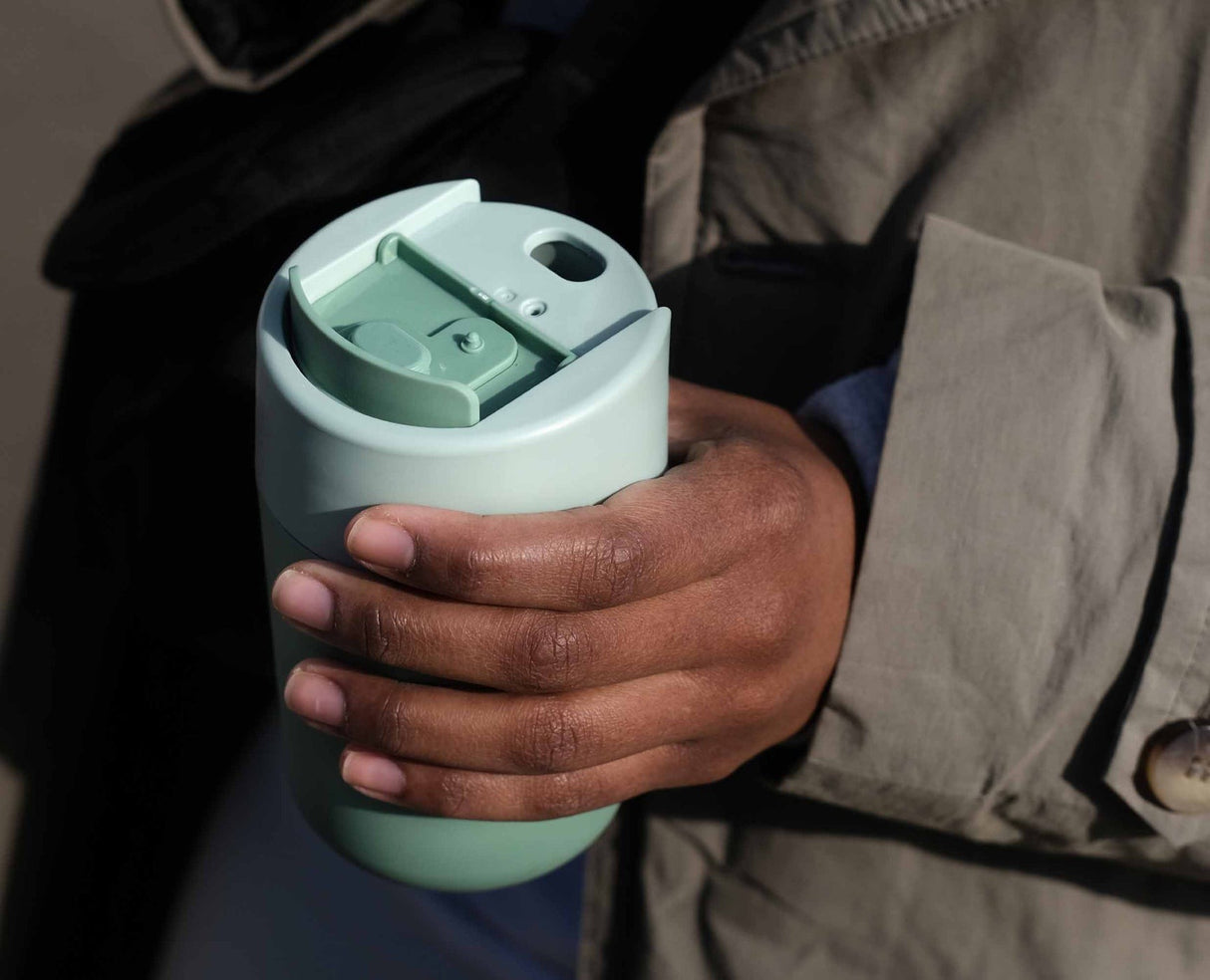 Joseph Joseph Sipp™ Green Travel Mug with Hygienic Lid 340ml - FLASKS - Beattys of Loughrea