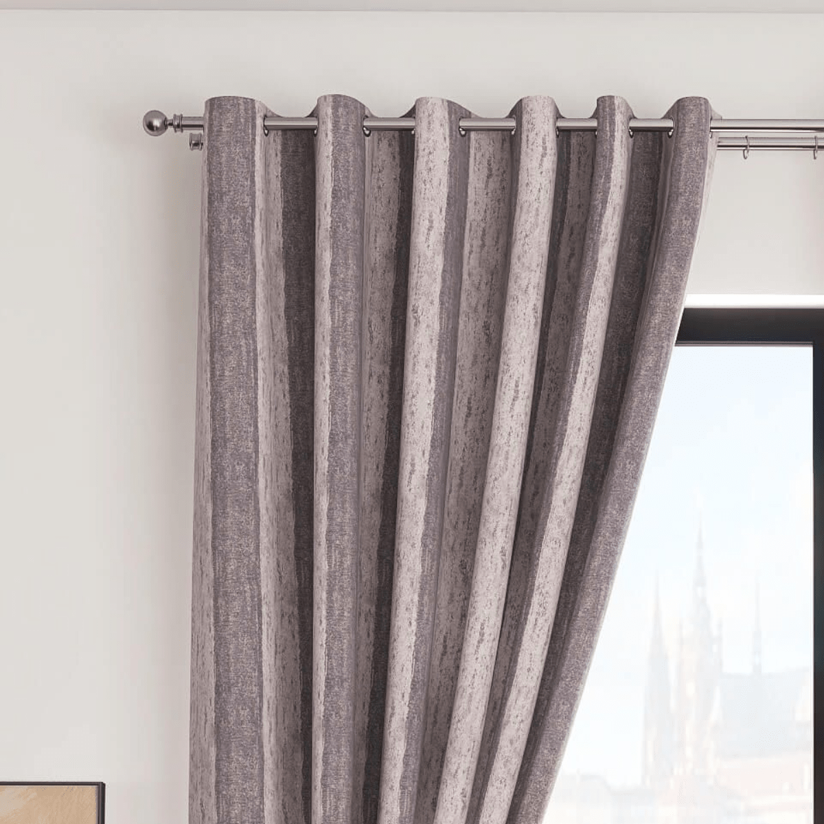 Toulon Graphite Eyelet Curtains – 90 × 90 (229 × 229 cm) - CURTAINS - READY MADE - Beattys of Loughrea