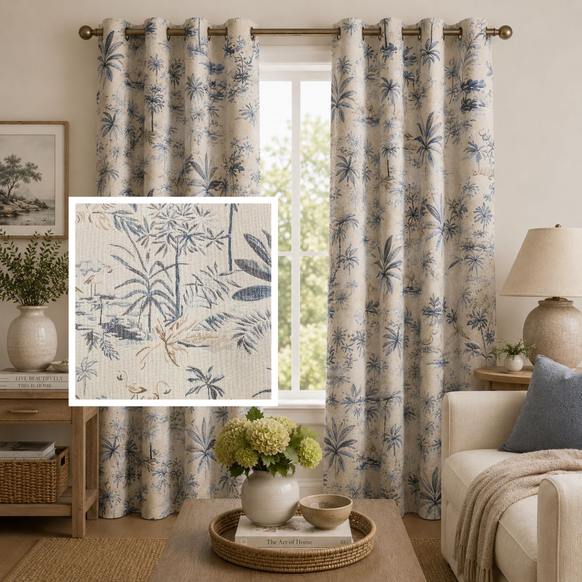 Tropic Beige Interlined Curtains (90" x 90") - CURTAINS - READY MADE - Beattys of Loughrea