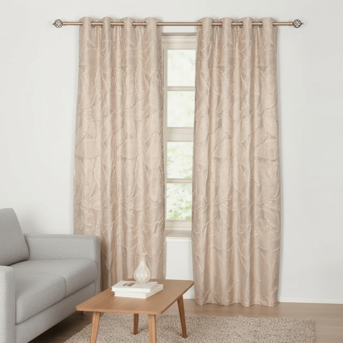 EA Designs Taupe Alsace Readymade Interlined Eyelet Curtains (90x90) - CURTAINS - READY MADE - Beattys of Loughrea