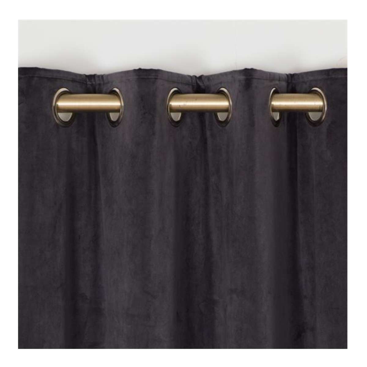 Elegance Velvet Graphite Eyelet Curtains – 90 × 90 (229 × 229 cm) - CURTAINS - READY MADE - Beattys of Loughrea