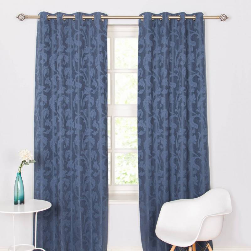 Rochelle Navy Eyelet Curtains – 90 × 90 (229 × 229 cm) - CURTAINS - READY MADE - Beattys of Loughrea