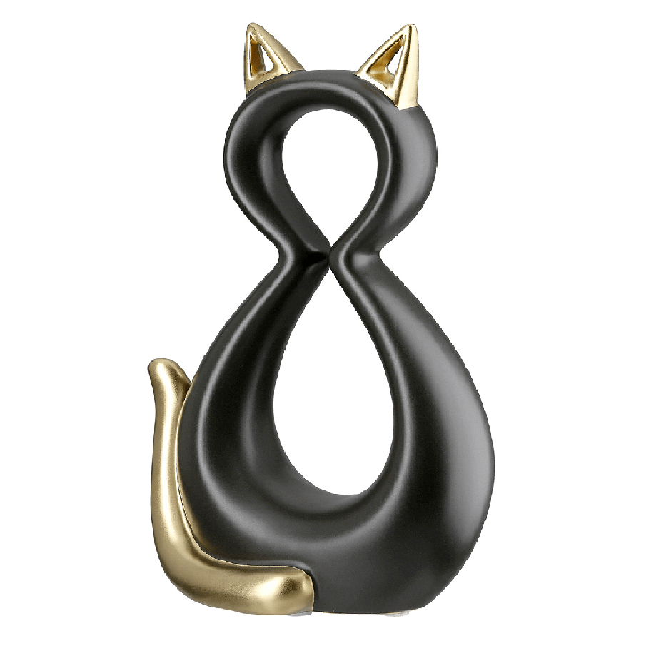 Ceramic Black Golden Cat 17cm - ORNAMENTS - Beattys of Loughrea