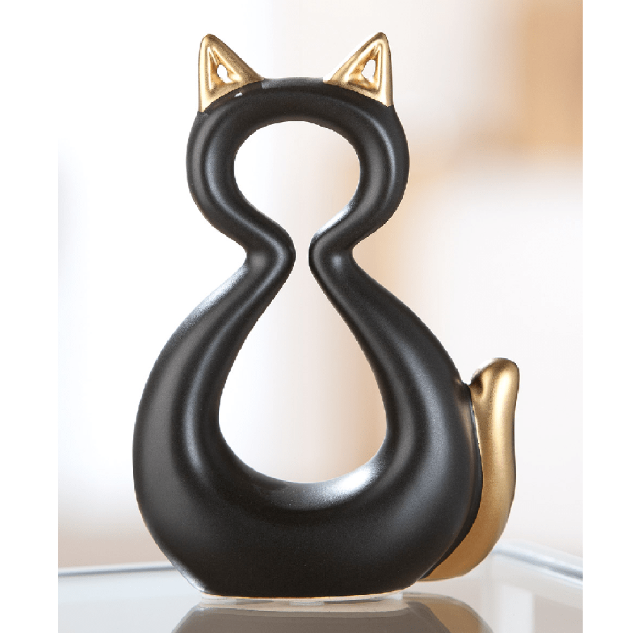 Ceramic Black Golden Cat 17cm - ORNAMENTS - Beattys of Loughrea