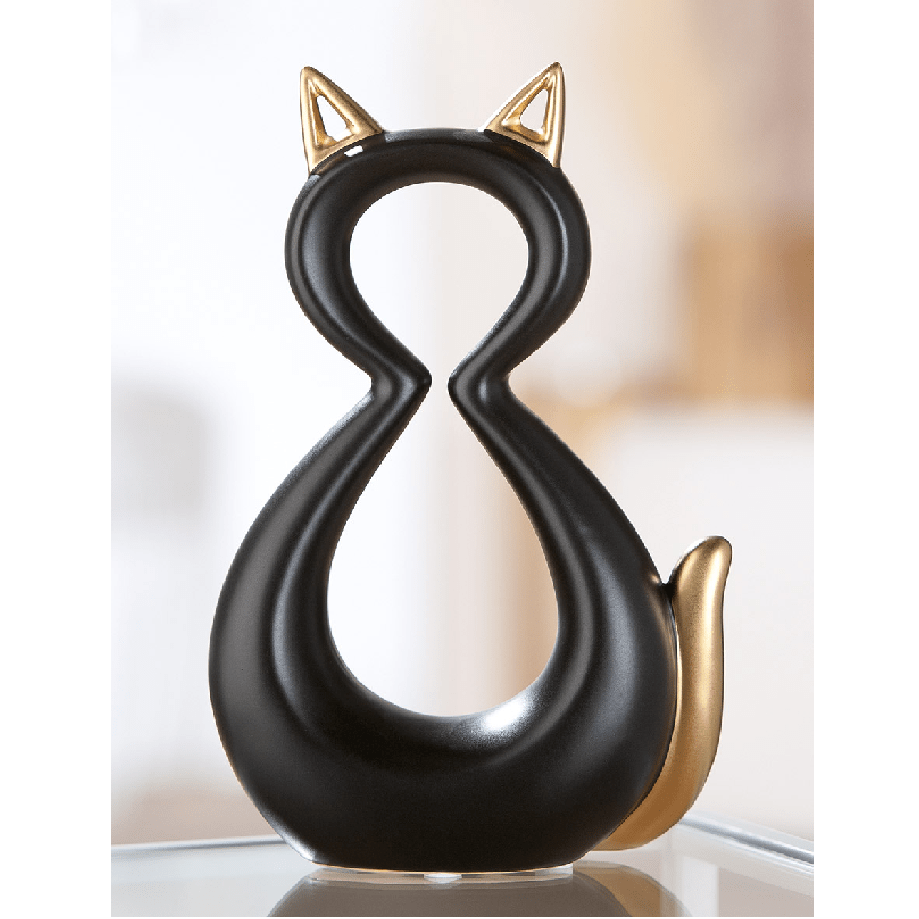 Ceramic Black Golden Cat 22cm - ORNAMENTS - Beattys of Loughrea