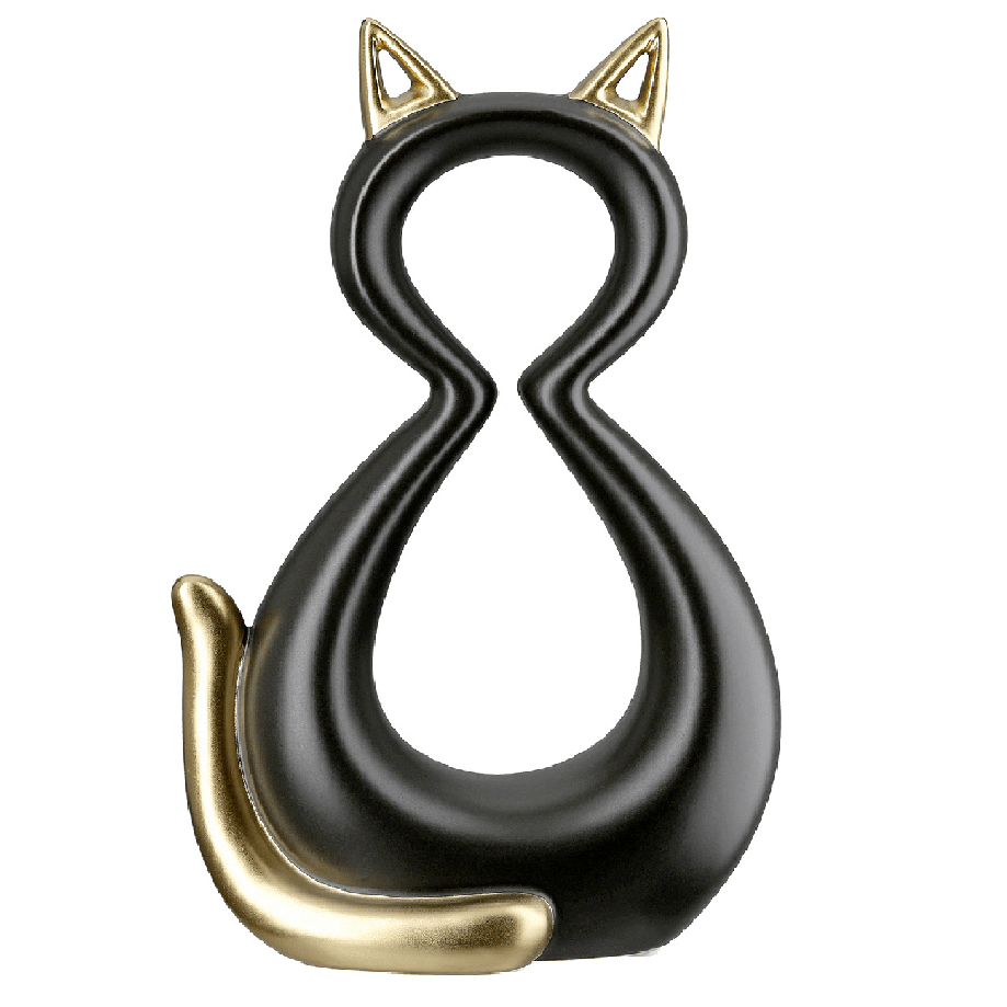 Ceramic Black Golden Cat 22cm - ORNAMENTS - Beattys of Loughrea